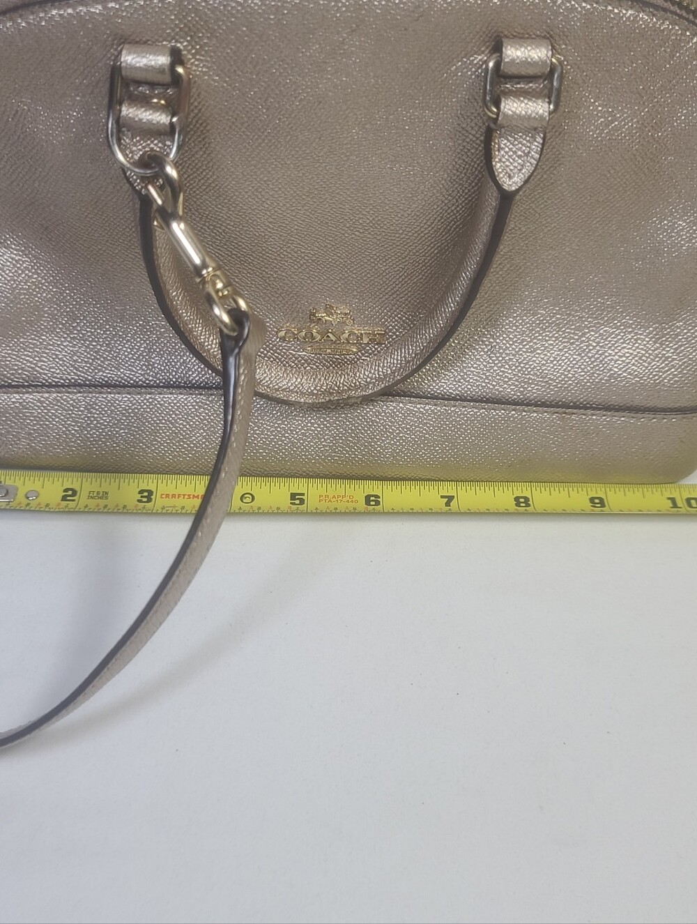 Coach Platinum Gold Sierra Satchel Metallic Leather Handbag Purse F22315 - Picture 16 of 16